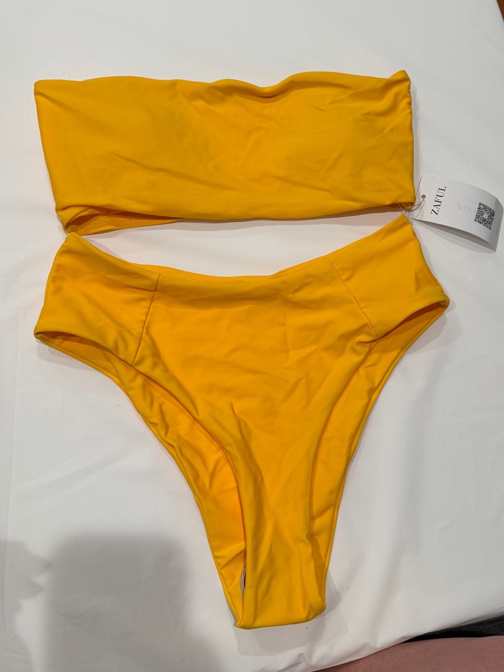 Zaful Bright Yellow Bandeau Two-Piece